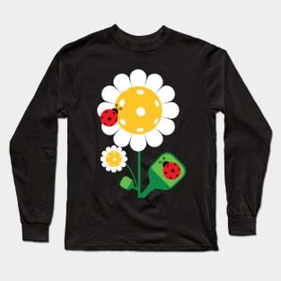 Pickleball - cute daisies with lady bird Long Sleeve T-Shirt